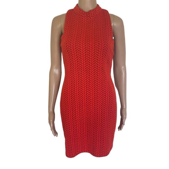Sugar + Lips Red Sleeveless High Neck Cocktail Party Bodycon Mini Dress Size S - Picture 1 of 11